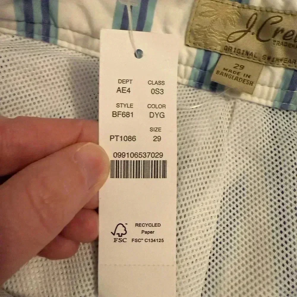 J.Crew JCrew Mens white blue stripe 7